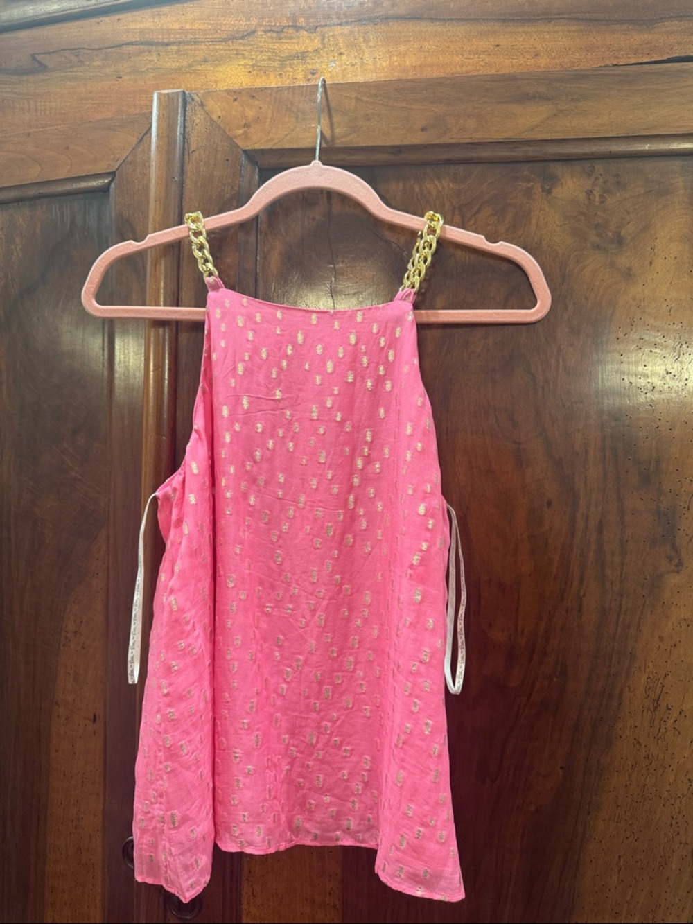 Lilly Pulitzer Pink Halter Top with Gold Accent Chain